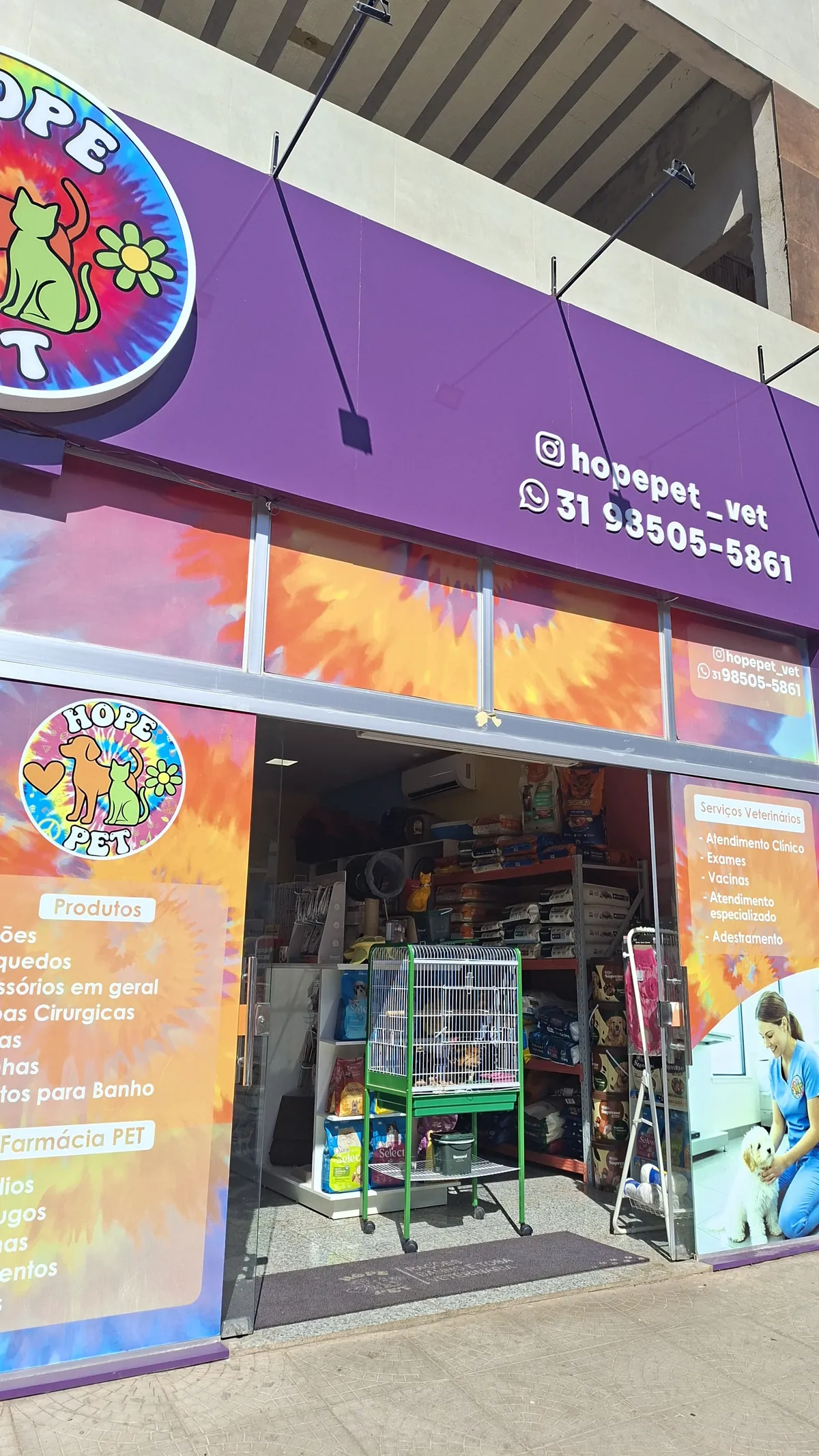 Fachada da Hope Pet Shop na Avenida Piquiarana, 152, Jardim Vitória, Santana do Paraíso — MG